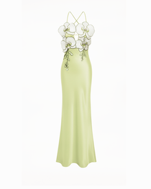 Orchid Embroidered Dress - Light Green/Ivory