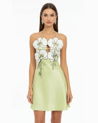 Orchid Embroidered Halter Mini Dress - Light Green