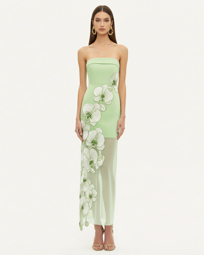 Orchid Embroidered Dress - Light Green