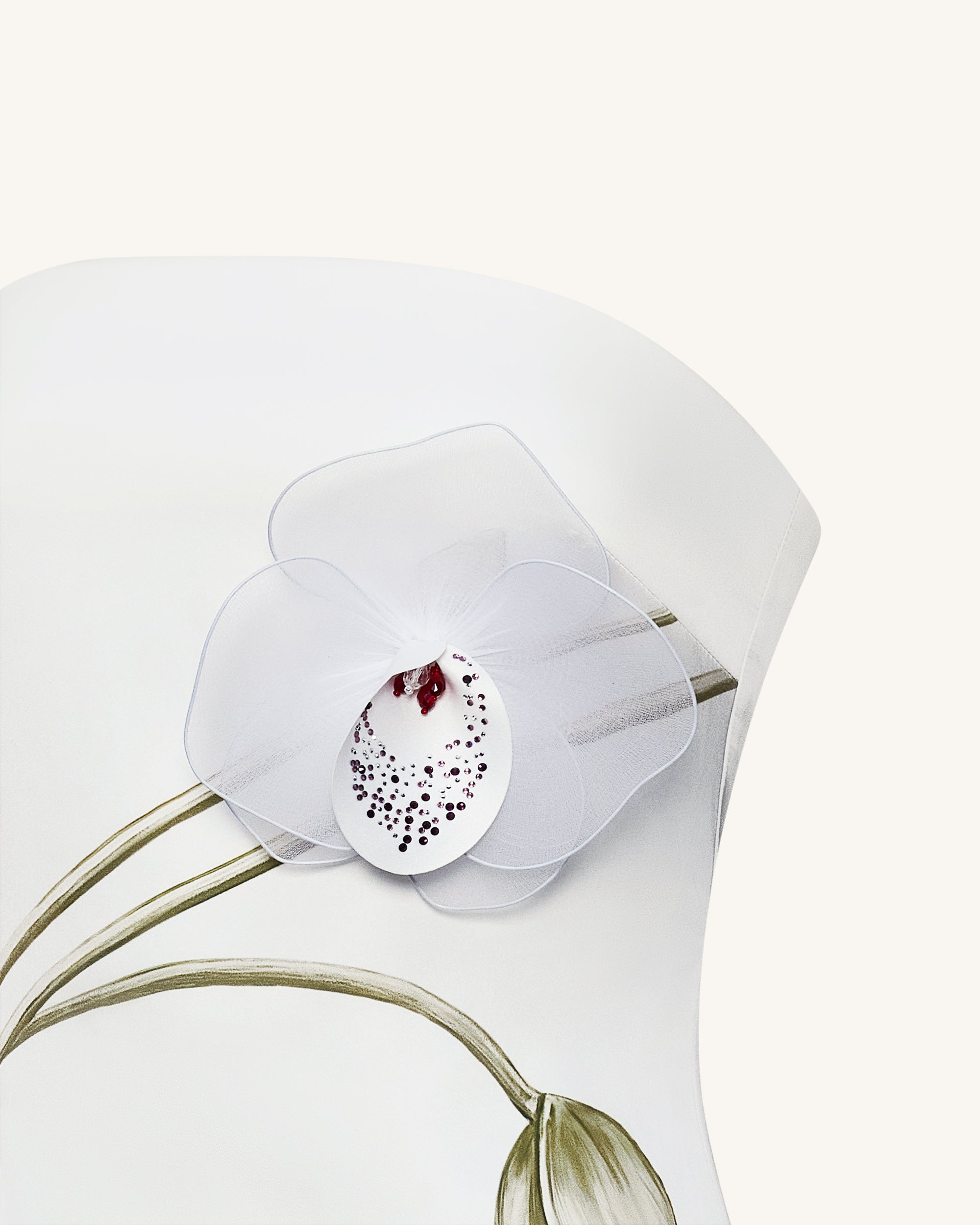 Orchid Appliqué Strapless Dress - White