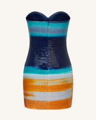 Olivia Metallic Heart Sequin Dress - Blue/Orange