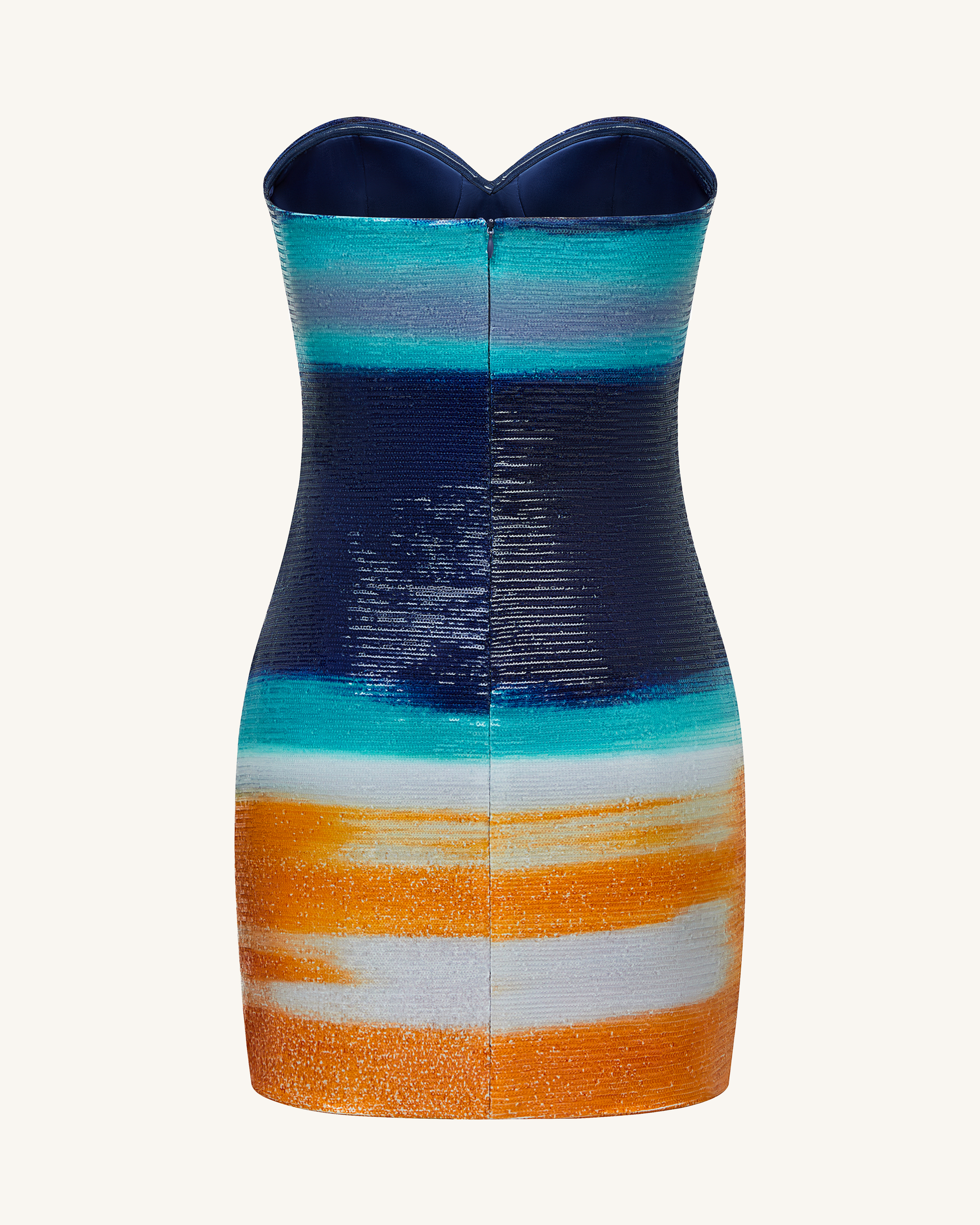 Olivia Metallic Heart Sequin Dress - Blue/Orange