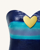 Olivia Metallic Heart Sequin Dress - Blue/Orange