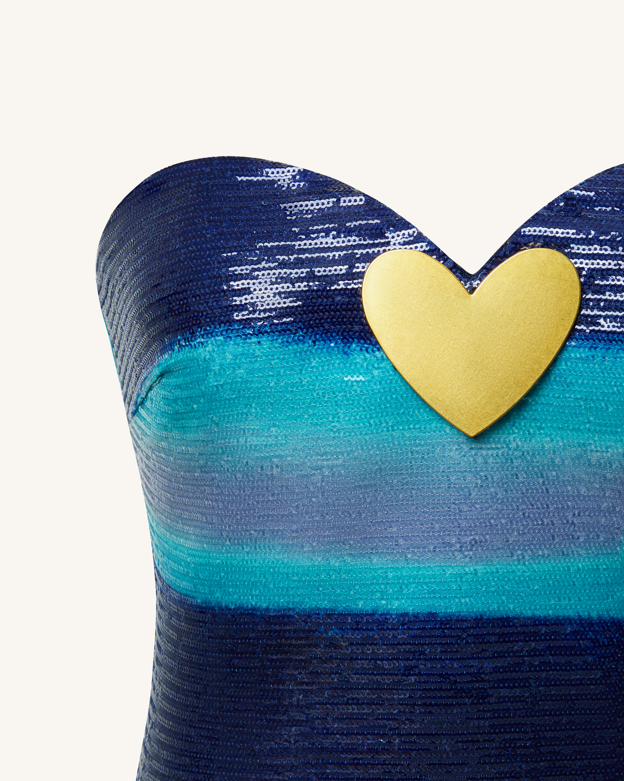 Olivia Metallic Heart Sequin Dress - Blue/Orange