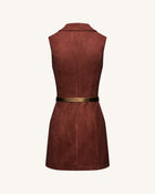 Ariana Sleeveless Suedes Mini Dress - Burgundy