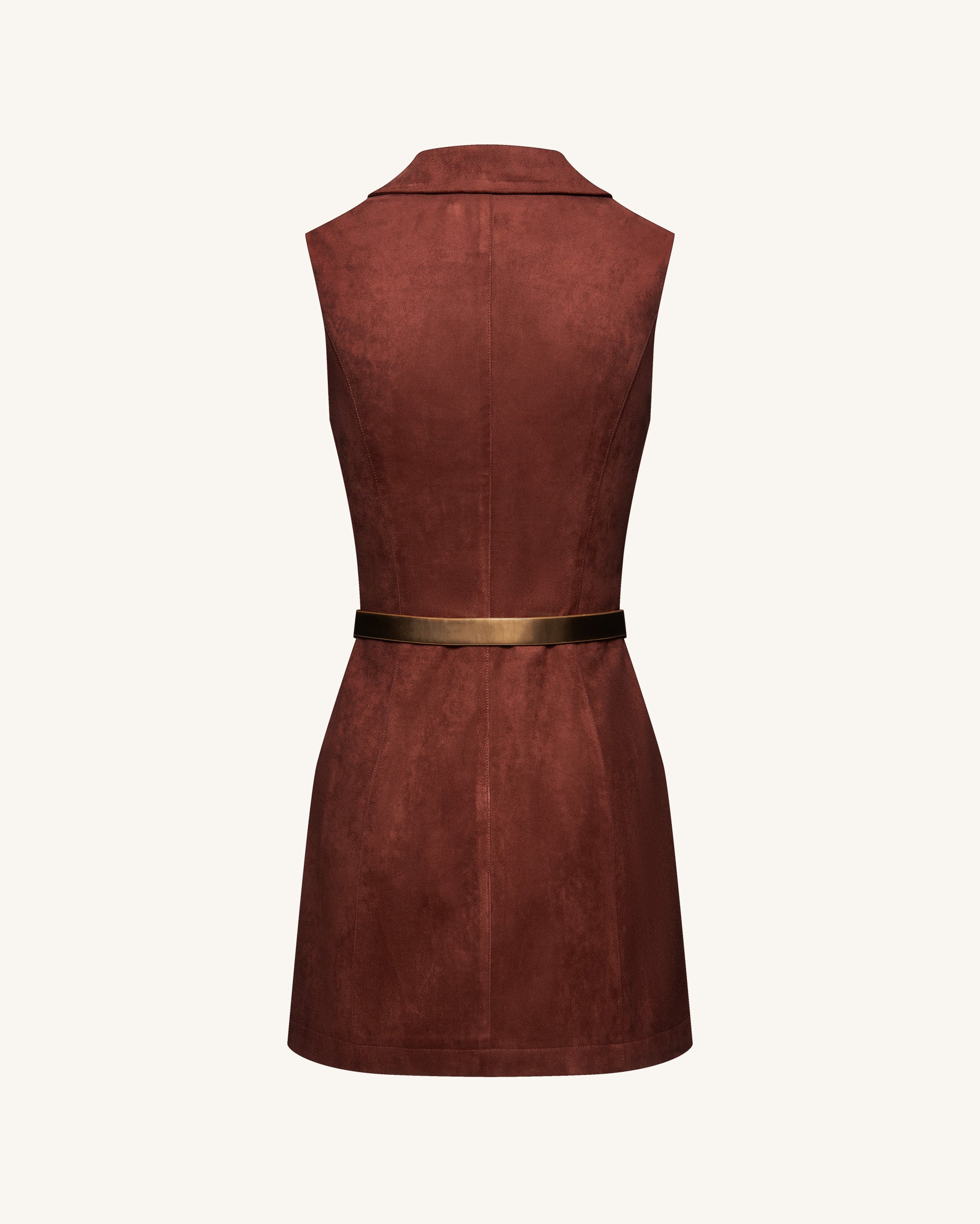 Ariana Sleeveless Suedes Mini Dress - Burgundy