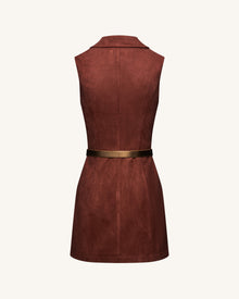 Ariana Sleeveless Suedes Mini Dress - Burgundy