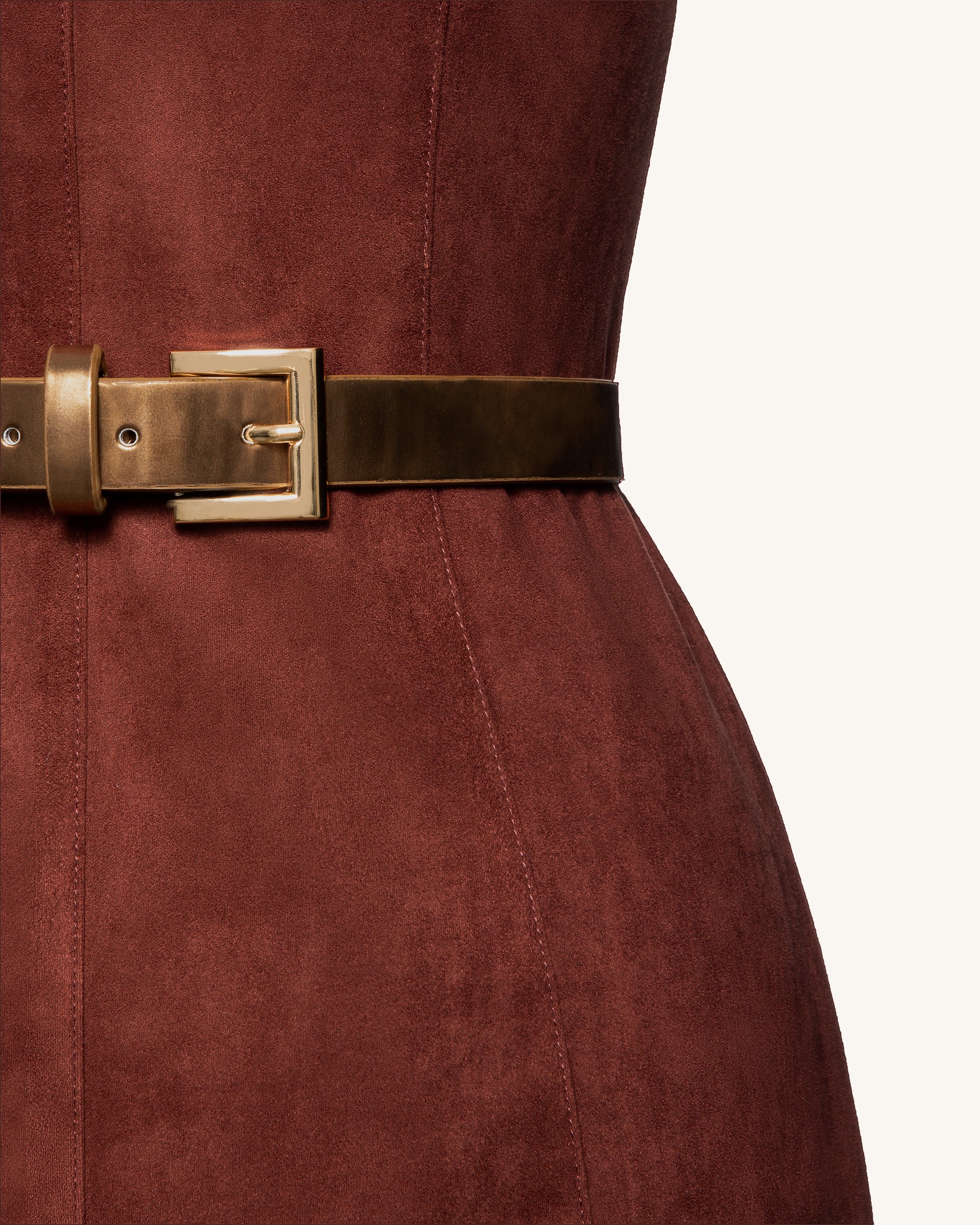 Ariana Sleeveless Suedes Mini Dress - Burgundy