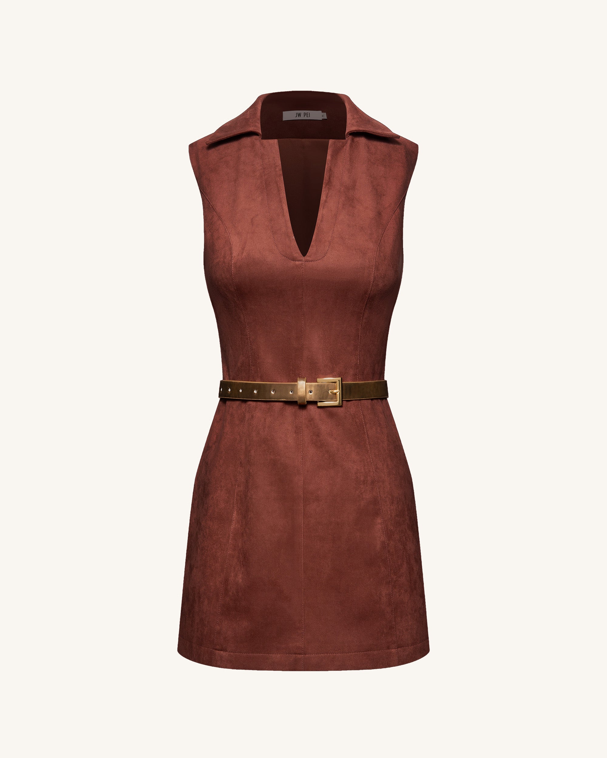 Ariana Sleeveless Suedes Mini Dress - Burgundy
