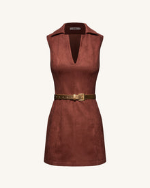Ariana Sleeveless Suedes Mini Dress - Burgundy