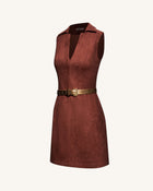 Ariana Sleeveless Suedes Mini Dress - Burgundy