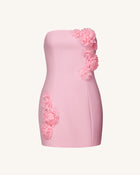 Blossoming Elegance Strapless Dress - Pink