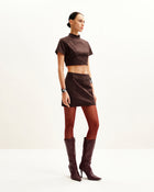 Odette Futuristic Heeled Bike Boots - Burgundy
