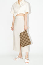 Shea Checkerboard Knitted Tote Bag - Brown