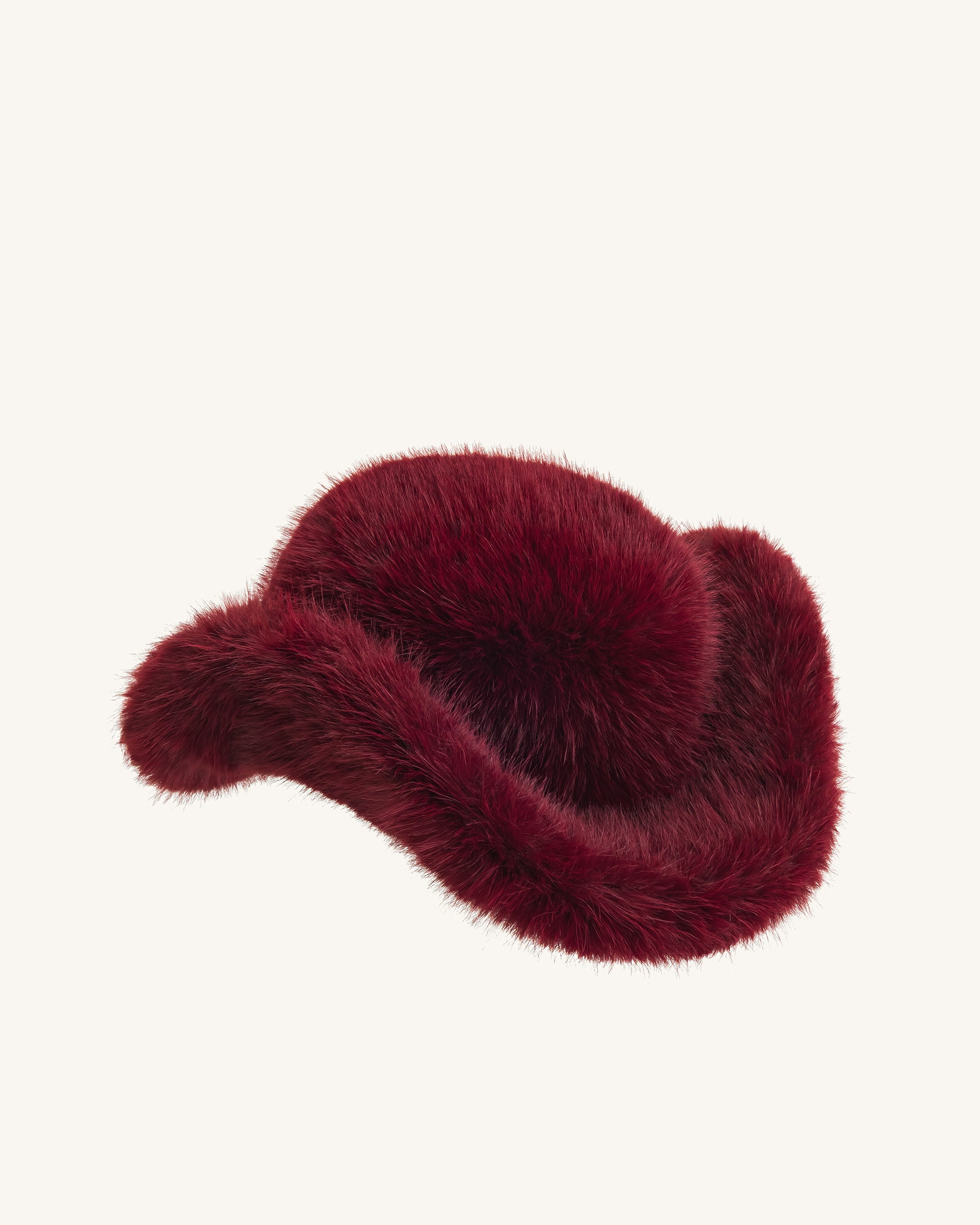 Elora Faux Fur Cowboy Hat Burgundy