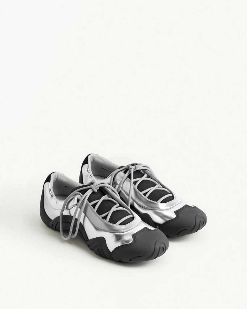 Caitlin Lace-up Ballerina Sneakers - Silver