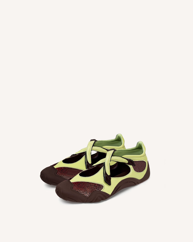 Caitlin Mesh Cut-out Sneakers - Lemon Green