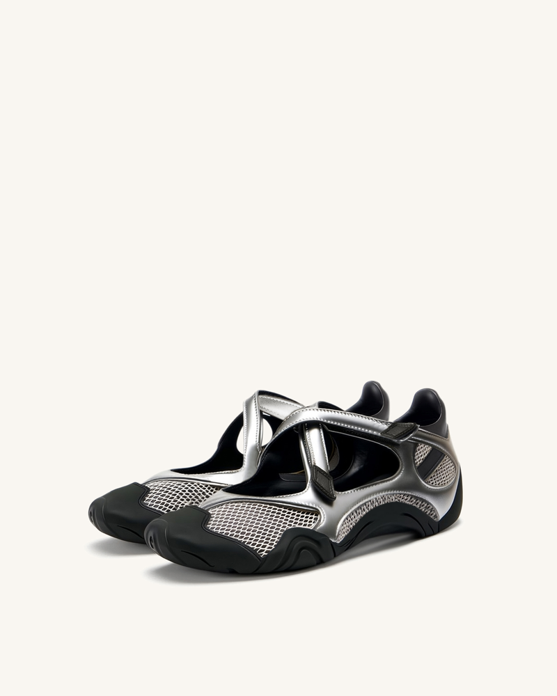 Caitlin Mesh Cut-out Sneakers - Silver