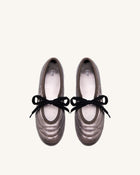 Erika Topstitching Lace-up Ballet Flats - Dark Brown