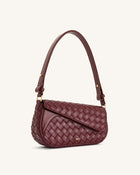 Addisyn Weave Texture Top Handle Bag - Burgundy