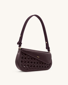 Addisyn Cutout Woven Shoulder Bag - Burgundy