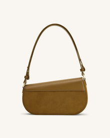 Addisyn Faux Suede Panel Shoulder Bag - Olive