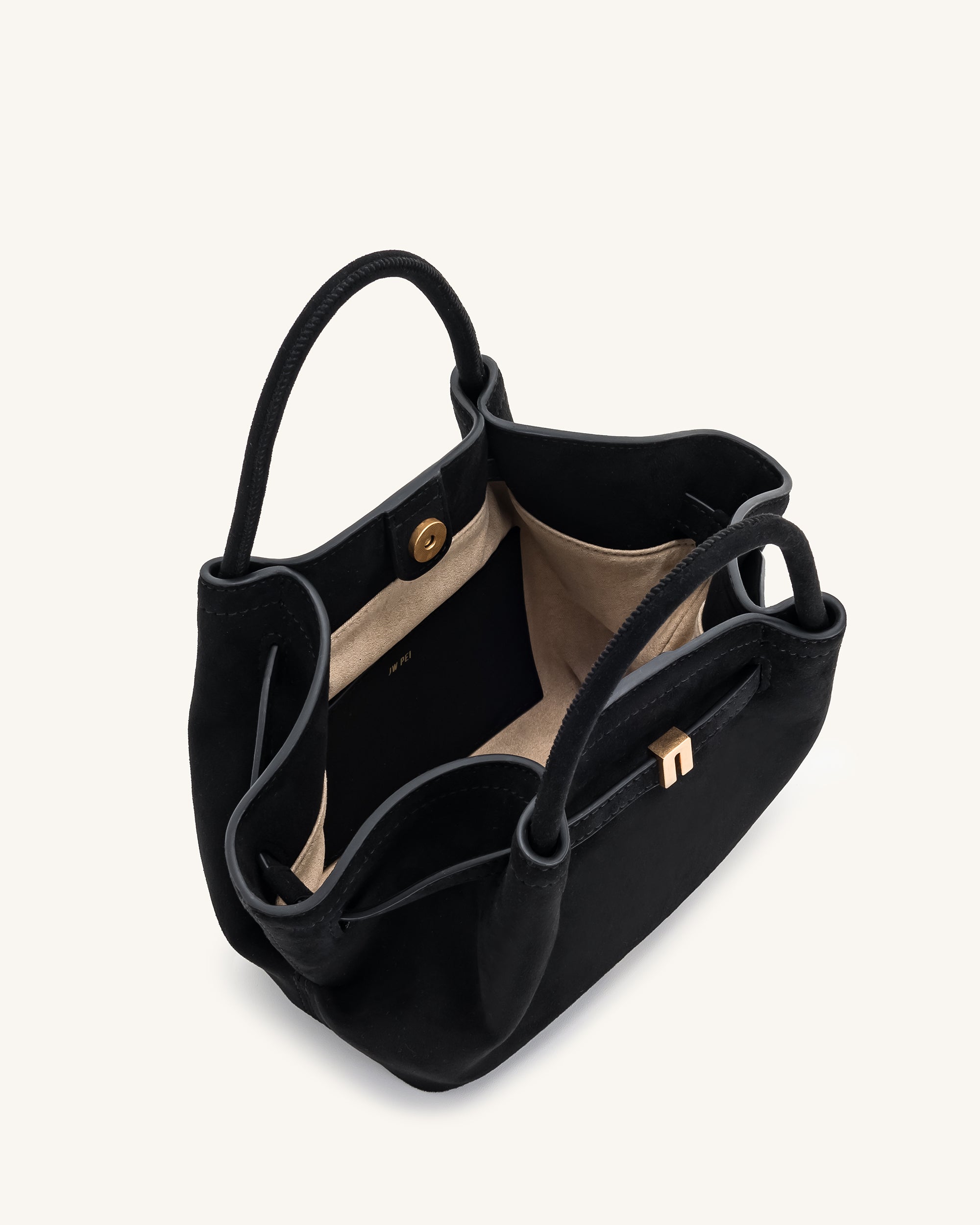 Hana Mini Faux Suede Tote Bag - Black | JW PEI