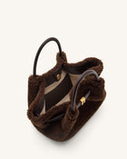 Hana Mini Faux Fur Tote Bag - Dark Brown