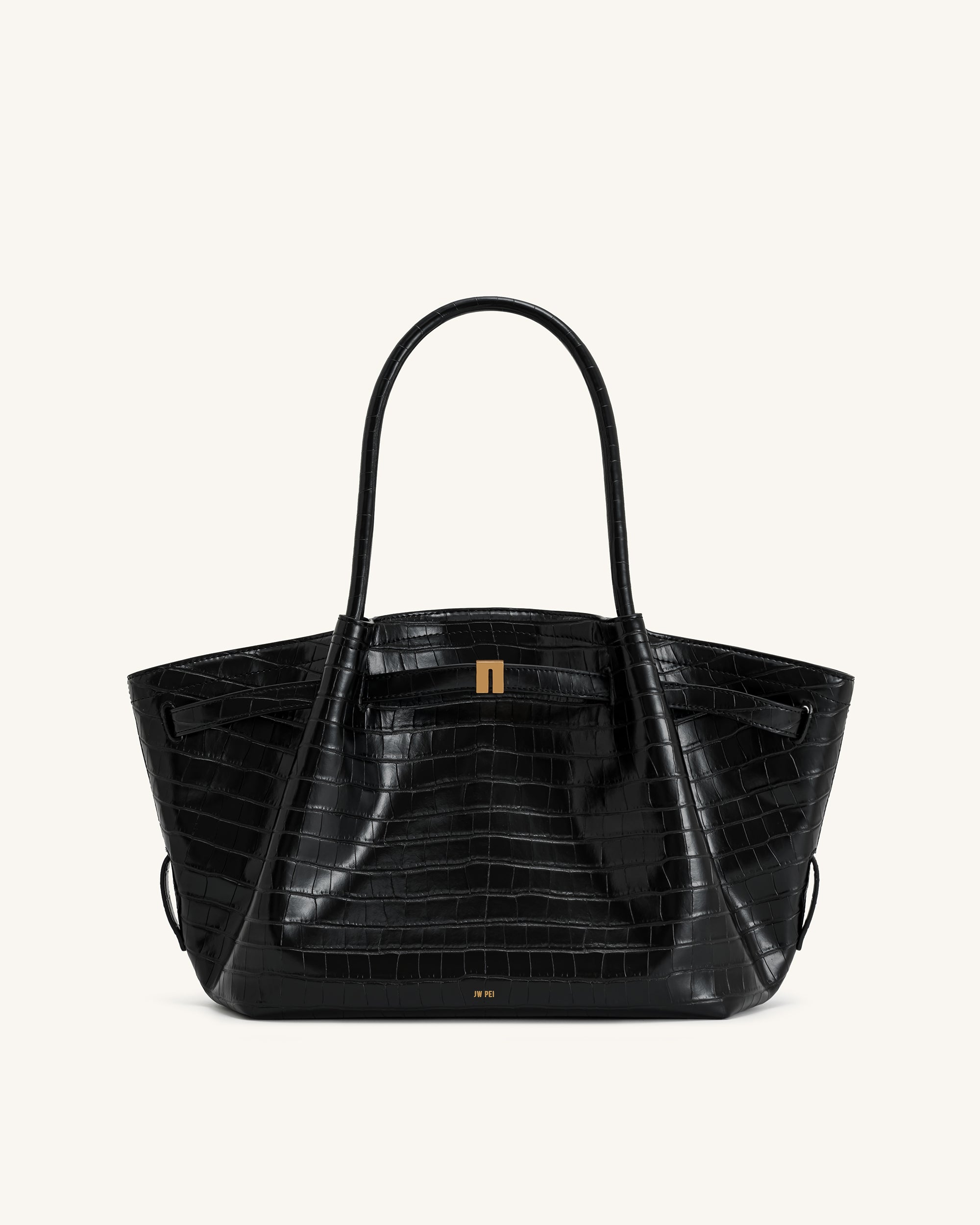 Hana Medium Tote Bag - Black Croc | JW PEI
