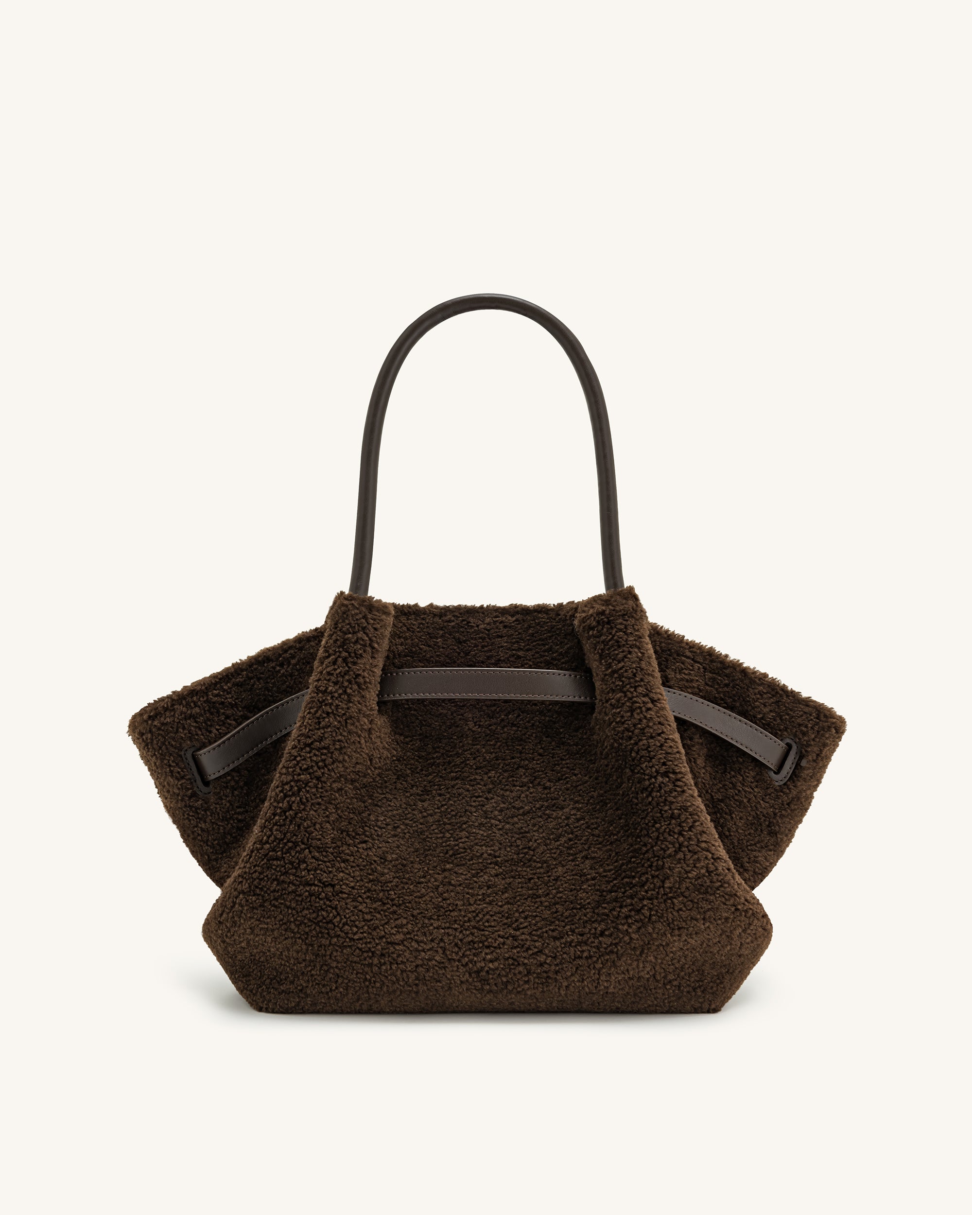 Hana Medium Faux Fur Tote Bag Mocha Brown