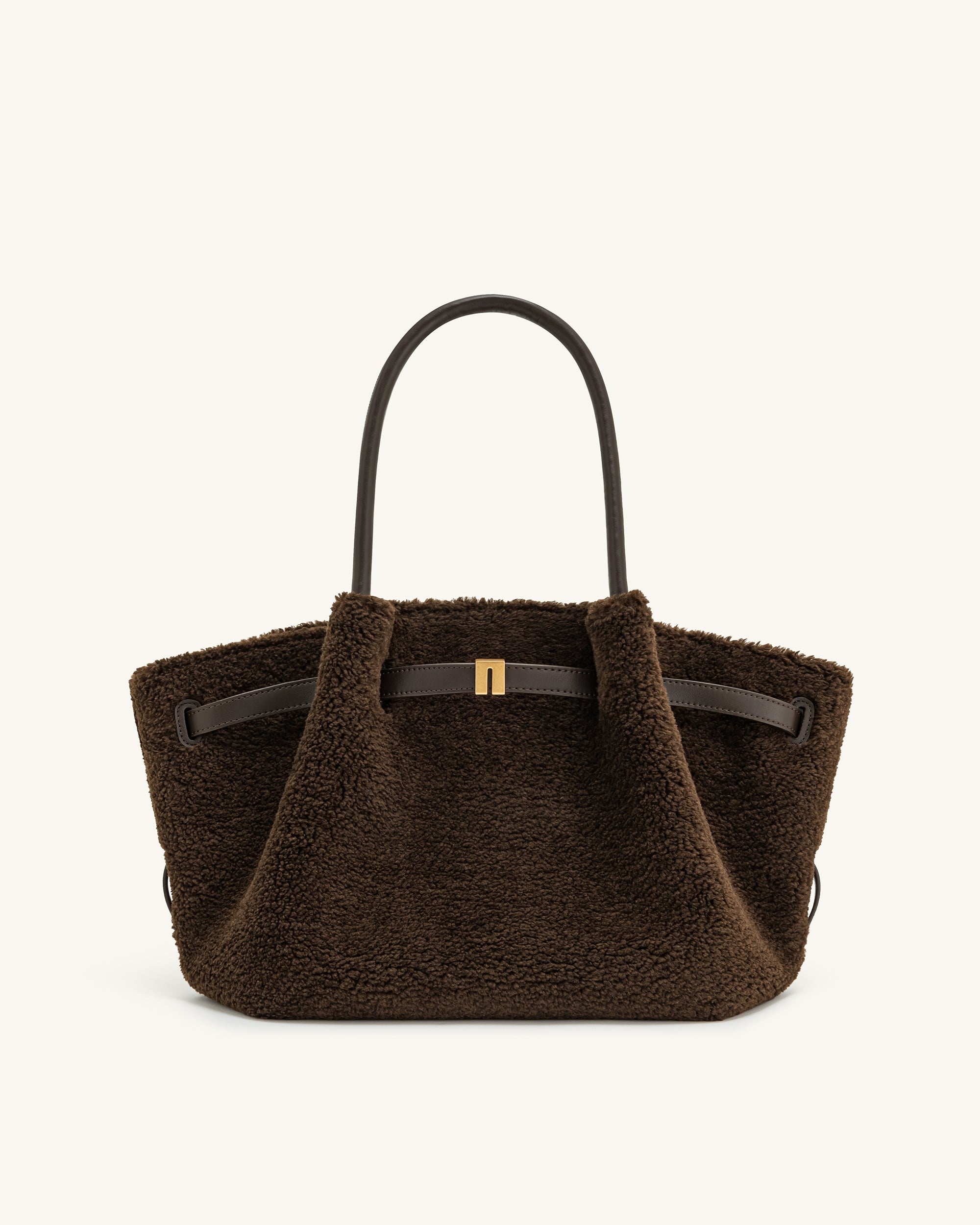 Hana Medium Faux Fur Tote Bag - Mocha Brown | JW PEI