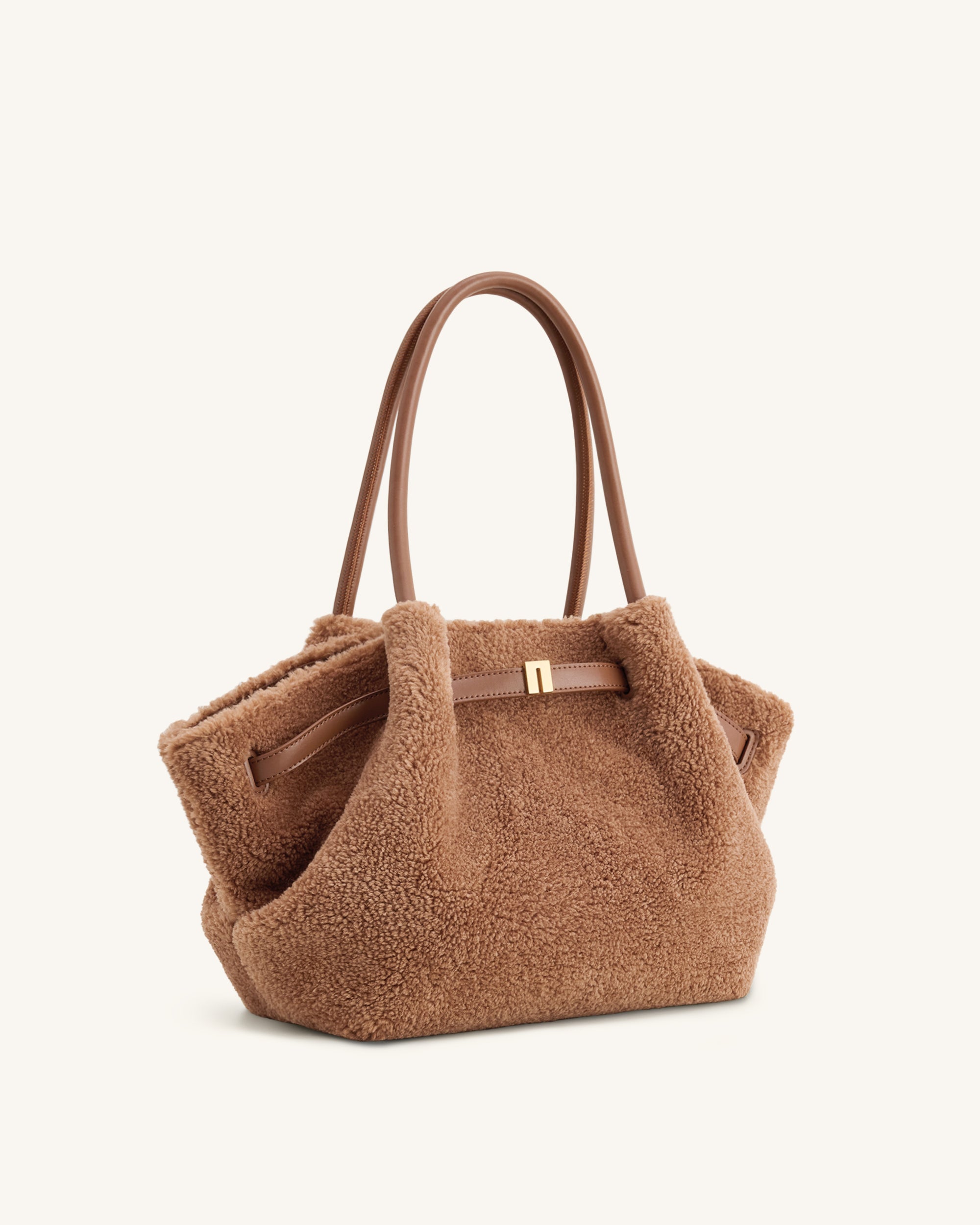 Hana Medium Faux Fur Tote Bag - Coffee Brown