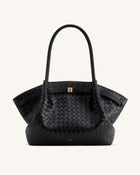 Hana Large Weave Texture Tote Bag - Black
