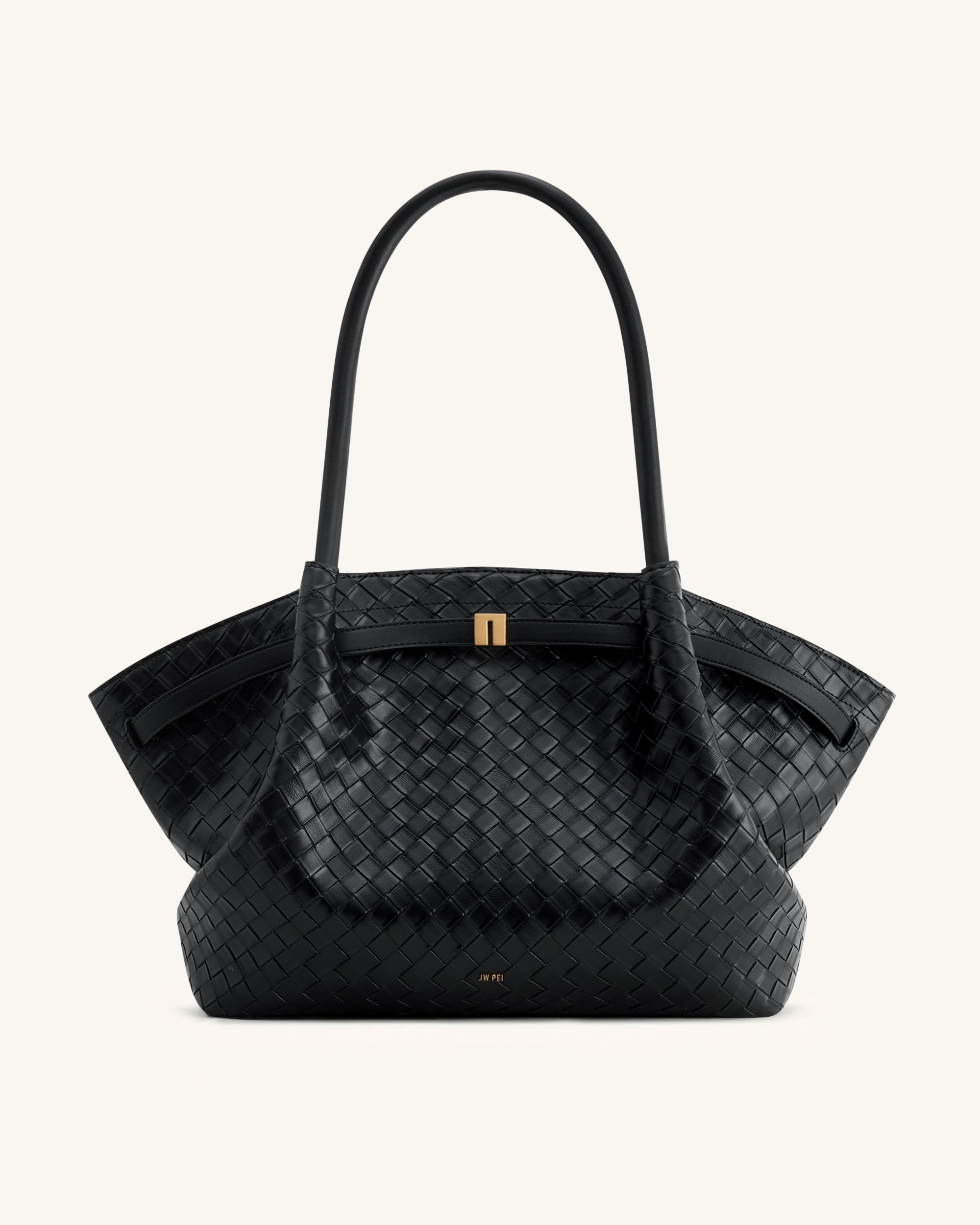Hana Large Weave Texture Tote Bag - Black
