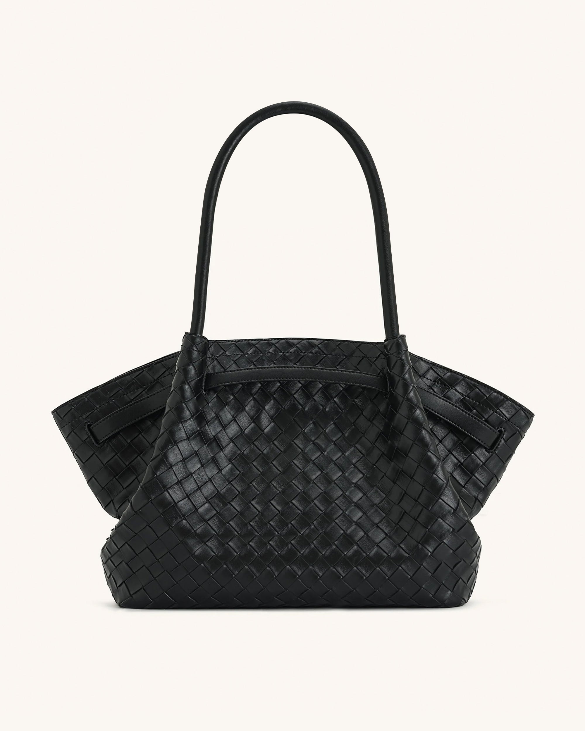 Hana Large Weave Texture Tote Bag - Black
