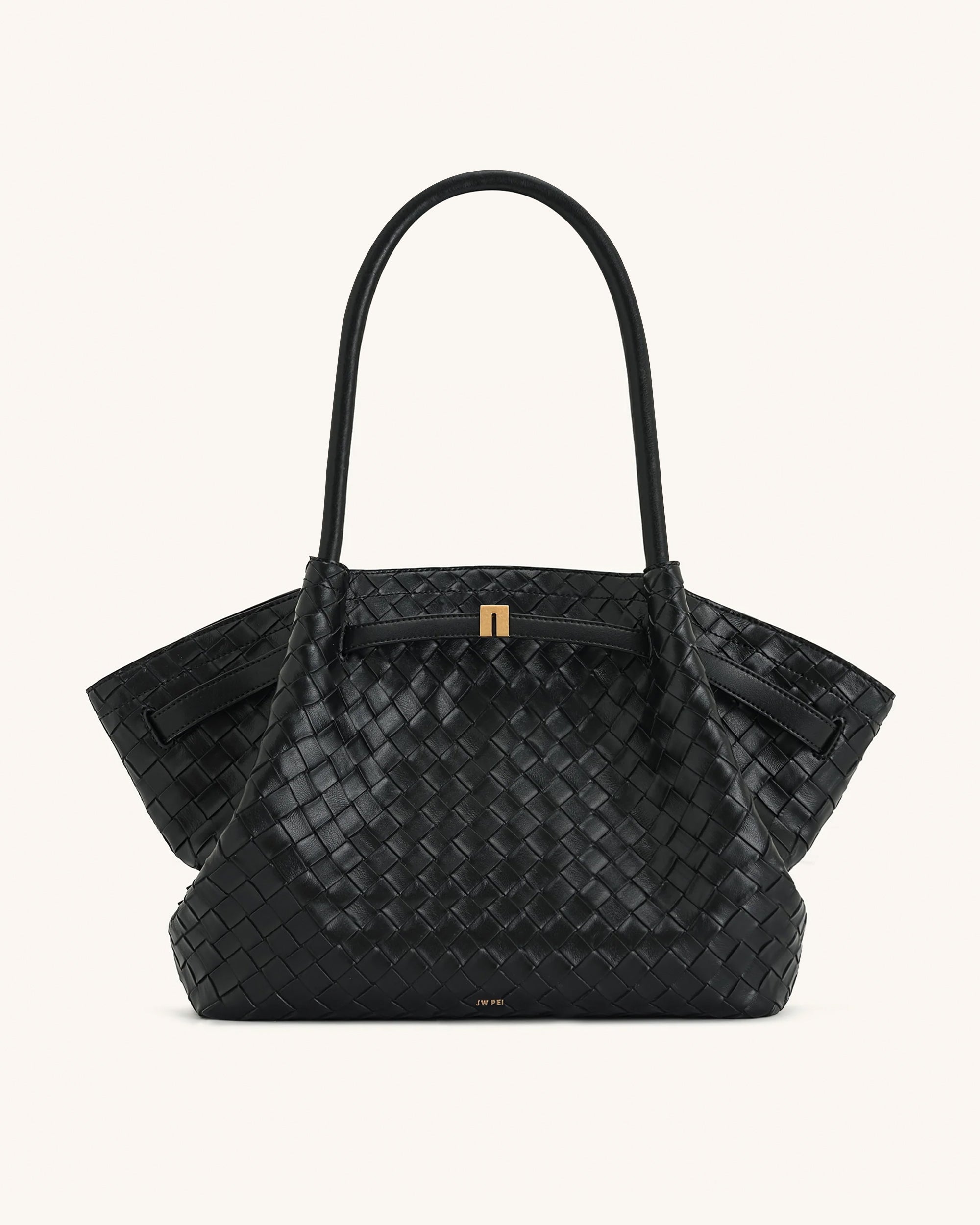 Hana Large Weave Texture Tote Bag - Black