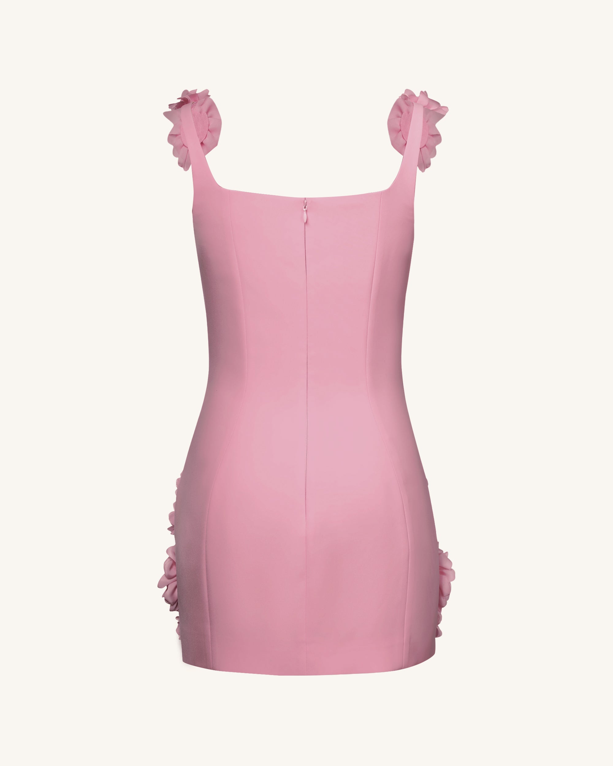 Elaina Pink Rosette Applique Mini Dress-Pink | JW PEI