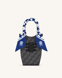 Gradient Checkerboard Faux Silk Twill Scarf - Classic Blue