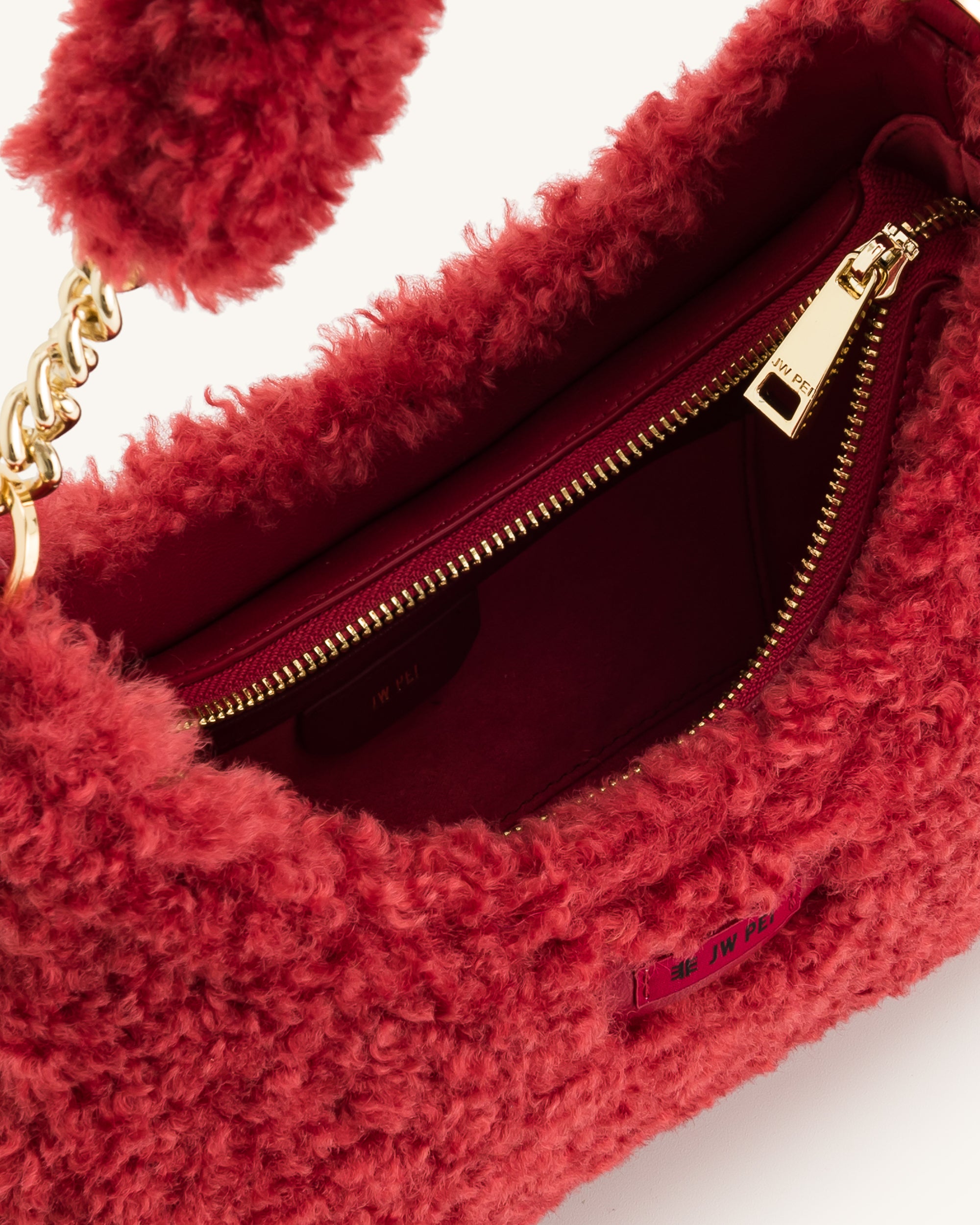 Ruby Faux Fur Fabric Shoulder Bag - Magenta