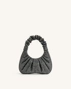 Gabbi Artificial Crystal Medium Ruched Hobo Handbag - Anthracite