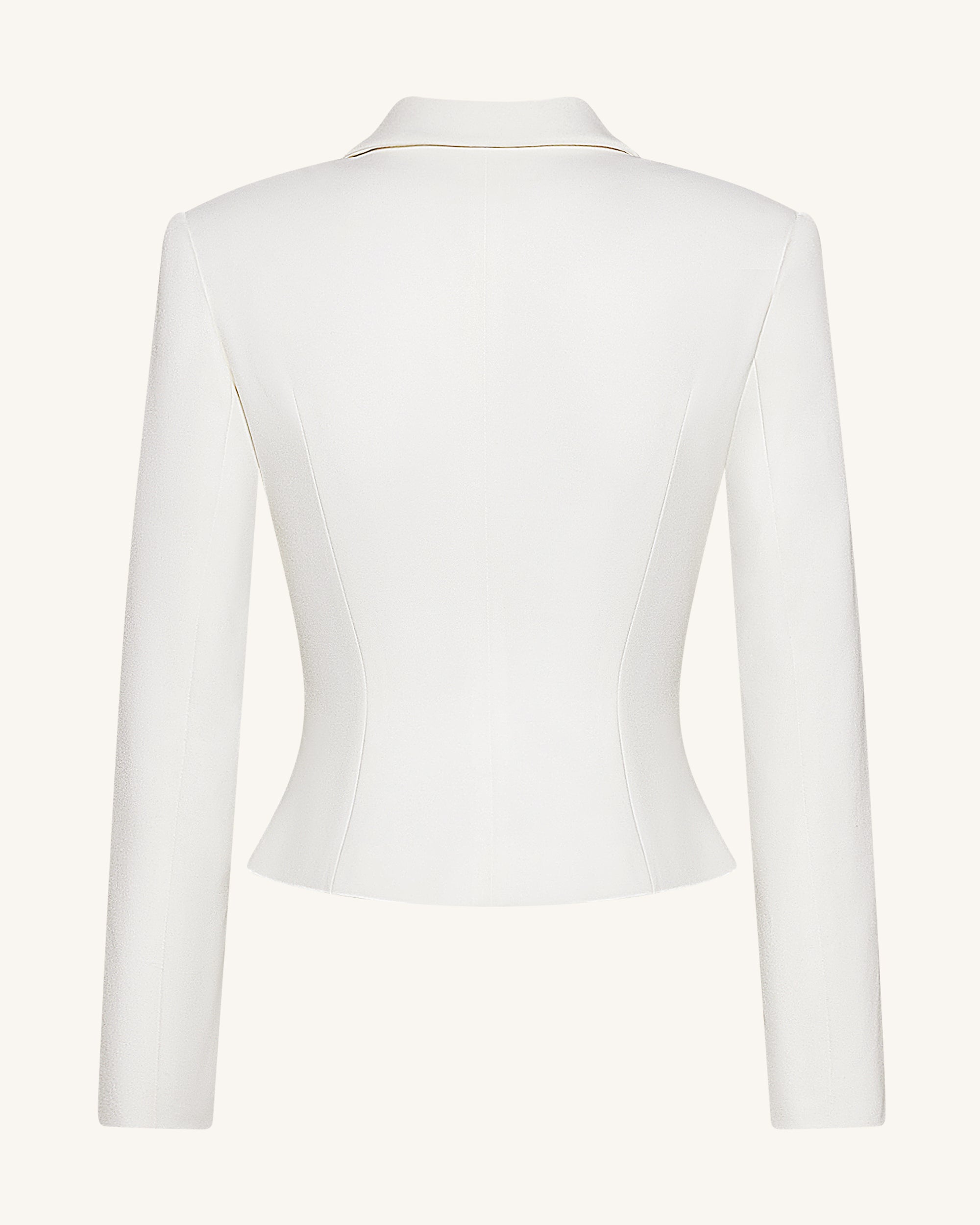 Sculpted Waist Cropped Blazer - White
