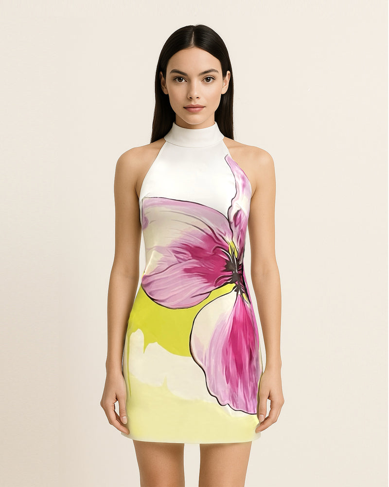Floral Grace Halter Dress - Multicolor