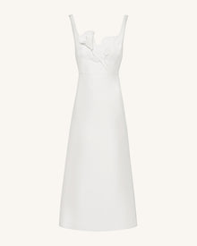 3D Vine-Appliqué Asymmetric Sweetheart Gown - White