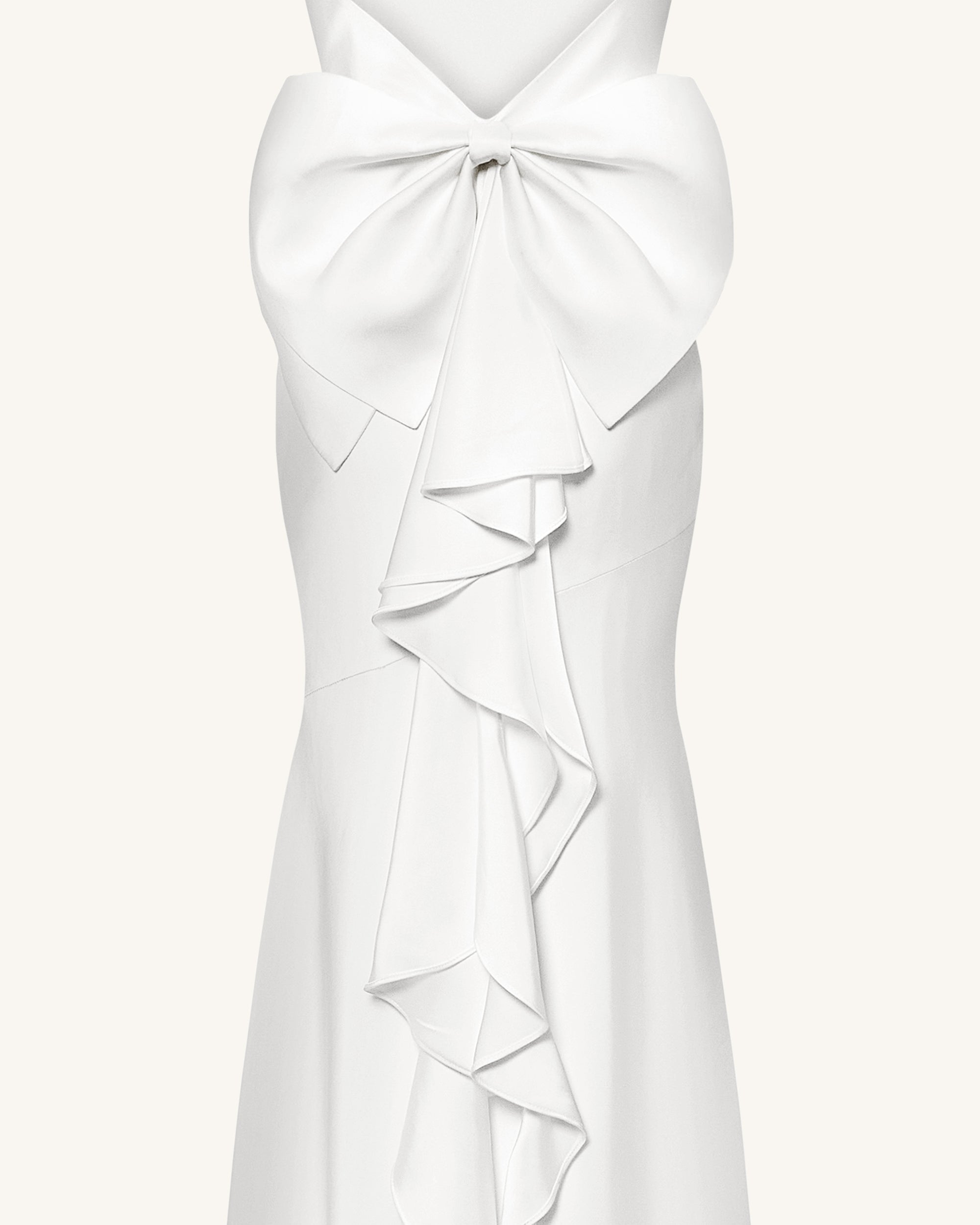 Satin Cowl-Neck Bow-Back Maxi Dress - White