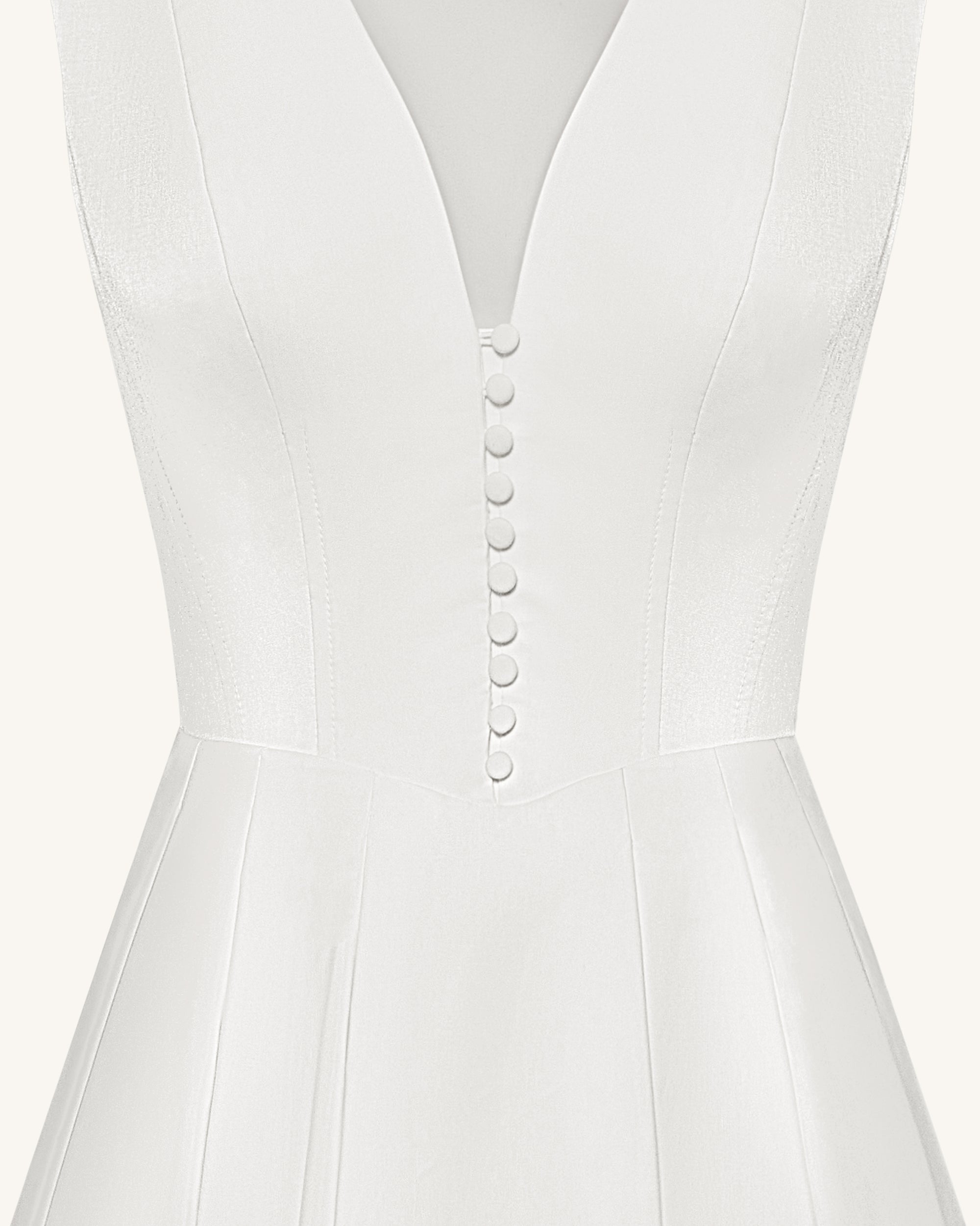 Front V-Neck Pleated Midi Dress - White