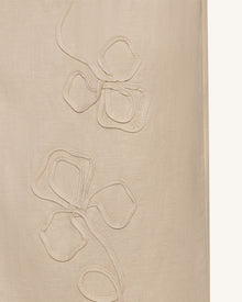 Linen Corded Embroidery Maxi Skirt - Natural