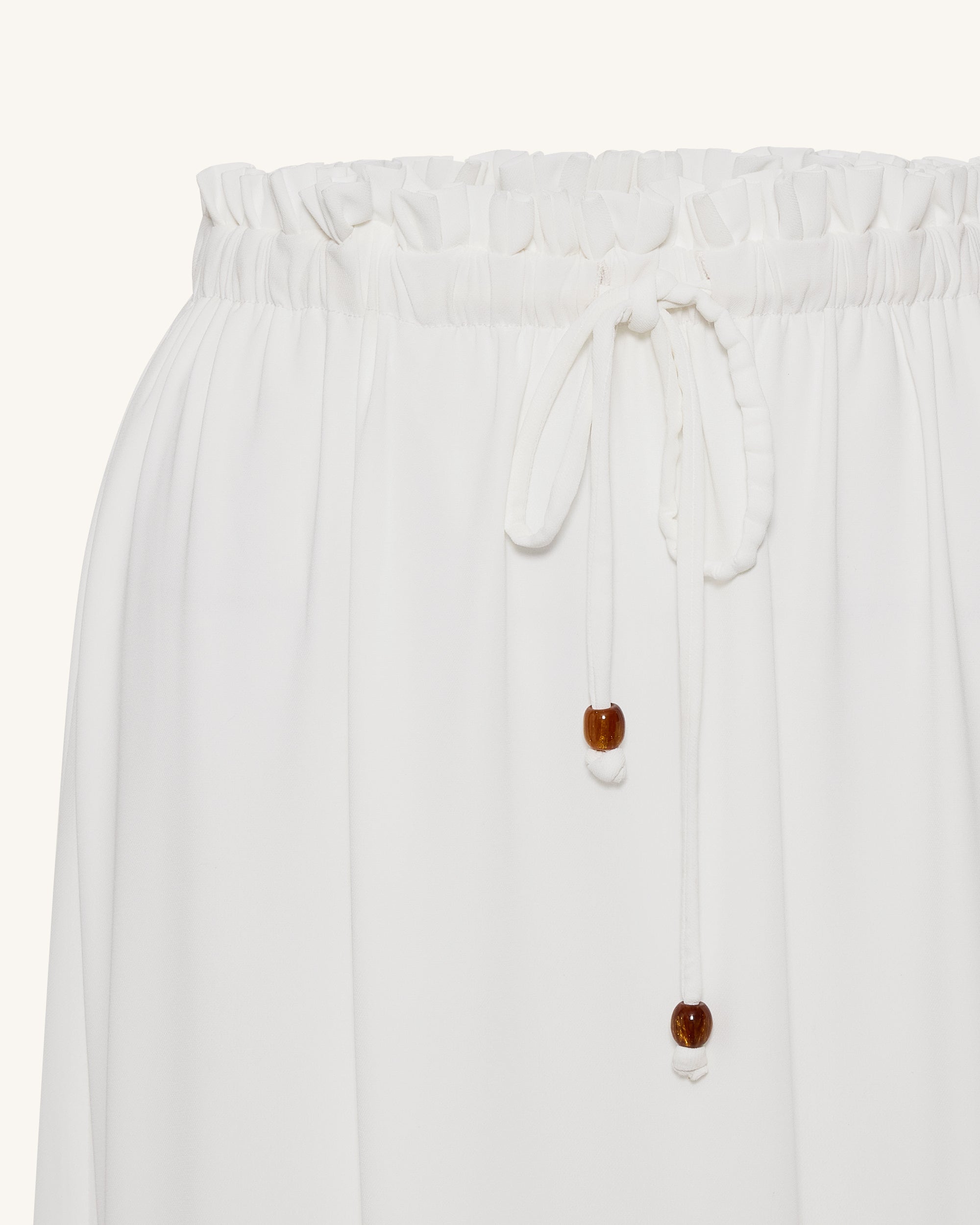 Drawstring Chiffon Maxi Skirt - White