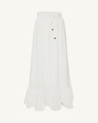 Drawstring Chiffon Maxi Skirt - White