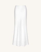 Liquid Satin Mermaid Maxi Skirt - White