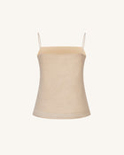 Linen Corded Embroidery Strappy Camisole - Natural